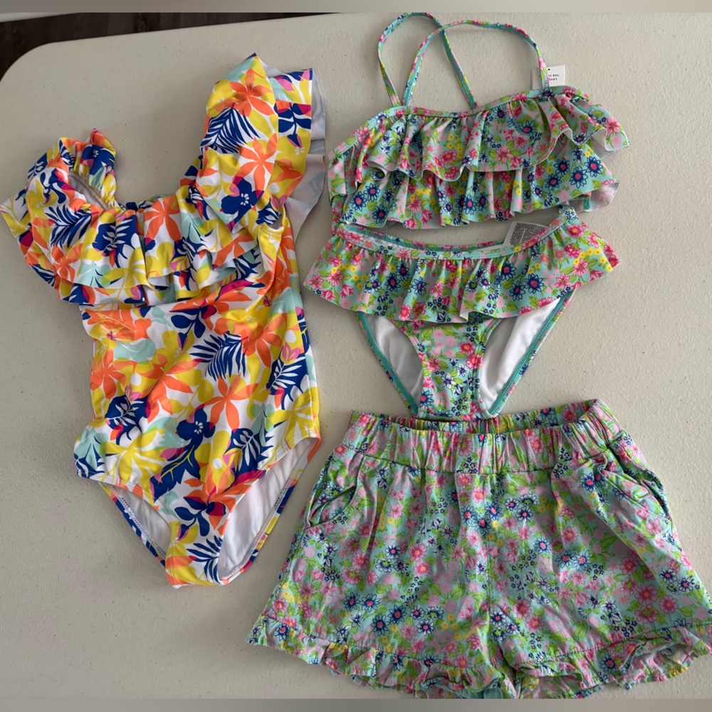 Janie and Jack Floral Kids Swim One Piece swim suit 6